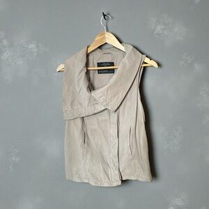 All Saints Kadian Gilet Leather Women’s Vest Taupe Size US 8 EU 12